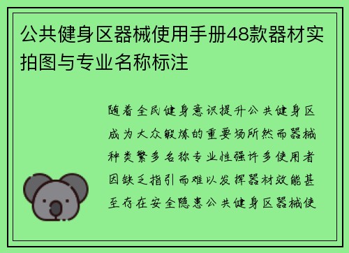 公共健身区器械使用手册48款器材实拍图与专业名称标注
